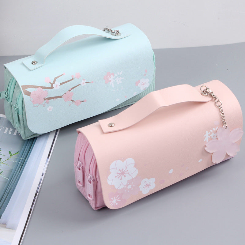 Cherry Blossom Double Zipper Case